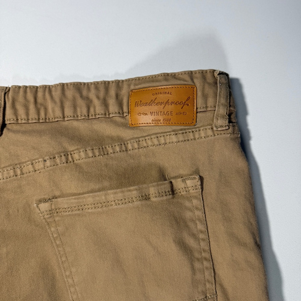 Weatherproof Vintage Mens Slim Fit Tan Khaki Pants 36x32 Stretch 5-Pocket Chinos - Picture 9 of 12